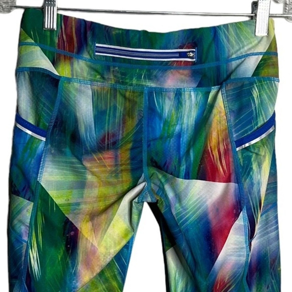 Athleta Pants Women Small Blue Green Tropea Dobby Be Free Kicker Crop Watercolor - Picture 4 of 7